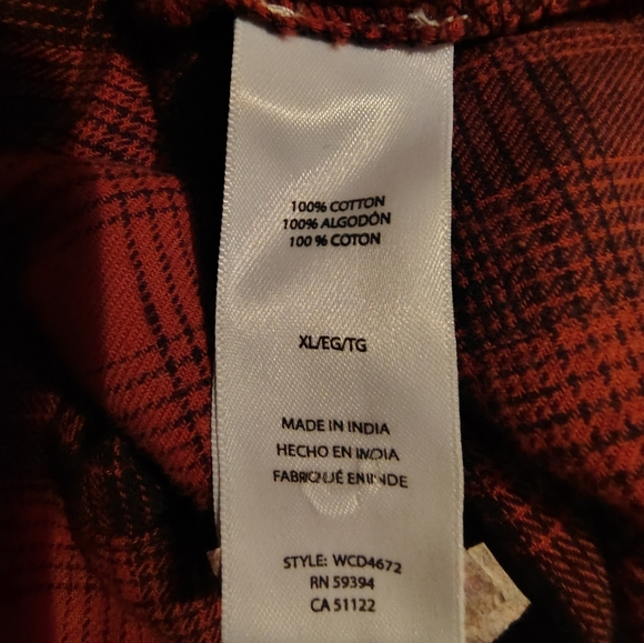 (L & XL Together)Rust/Black Plaid Long Sleeve Collar Dress - Picture 3 of 3